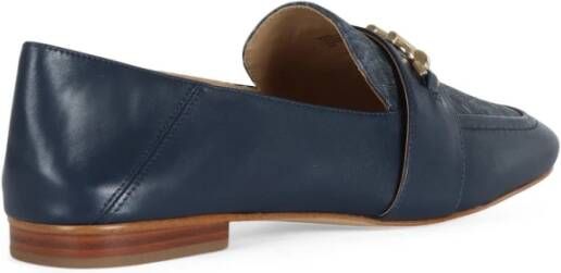 Michael Kors Leren Mocassins met Logo Plaque Blue Dames