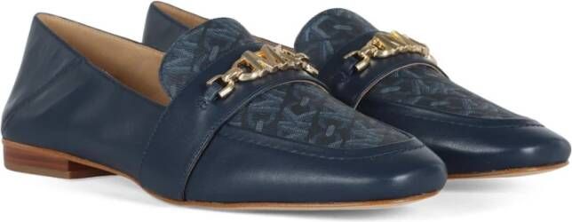 Michael Kors Leren Mocassins met Logo Plaque Blue Dames