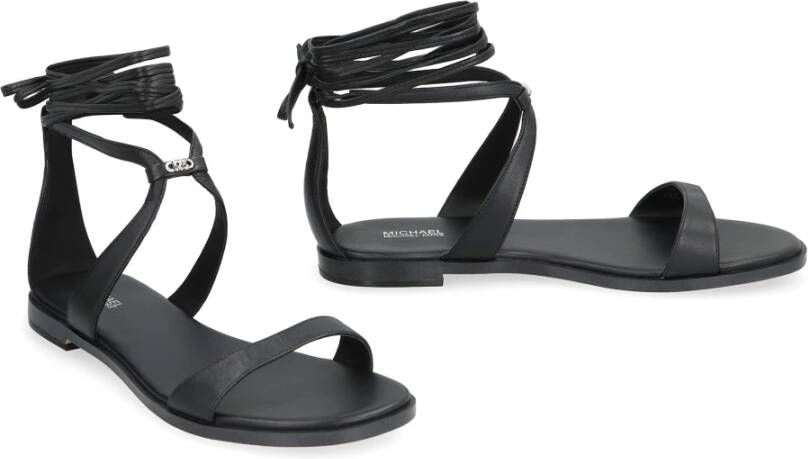 Michael Kors Leren Strik Platte Sandalen Black Dames