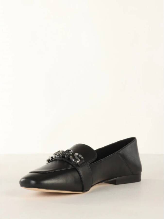 Michael Kors Leren Loafers met Metalen Logo Detail Black Dames