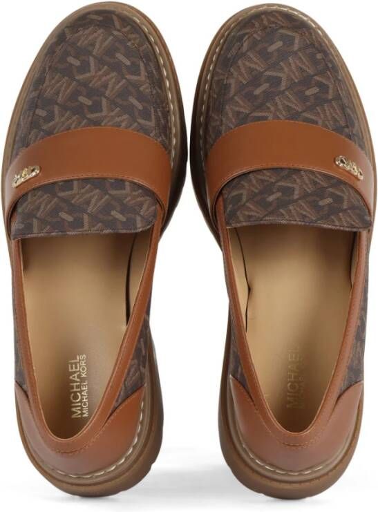 Michael Kors Parker Saffiano Effect Logo Print Loafers Brown Dames