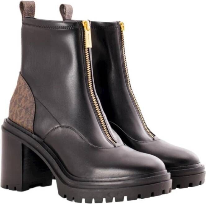 Michael Kors Vierkante hak ritssluiting bootie met monogram Brown Dames