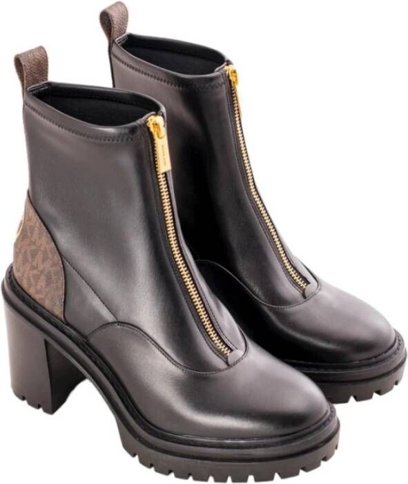 Michael Kors Vierkante hak ritssluiting bootie met monogram Brown Dames