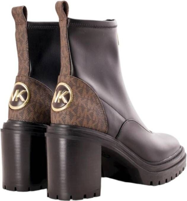 Michael Kors Vierkante hak ritssluiting bootie met monogram Brown Dames