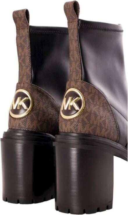 Michael Kors Vierkante hak ritssluiting bootie met monogram Brown Dames