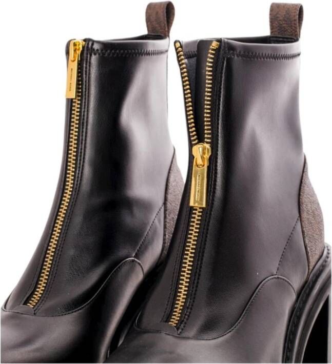 Michael Kors Vierkante hak ritssluiting bootie met monogram Brown Dames