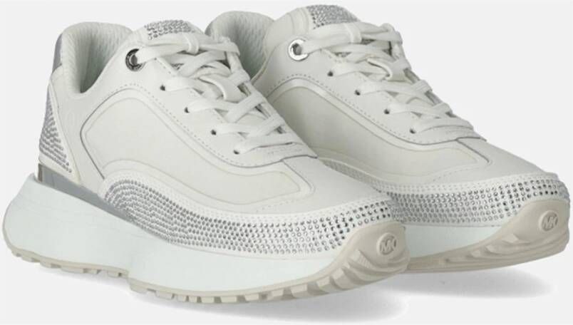 Michael Kors Witte Leren Sneakers met Strass White Dames