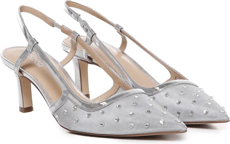 Michael Kors Zilveren Hoge Hak Slingback met Luminous Stenen Gray Dames