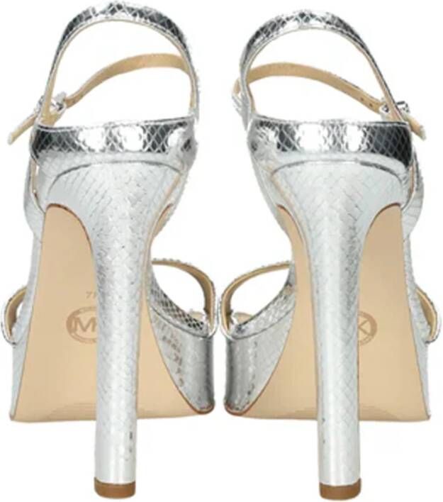 Michael Kors Zilveren Leren Hoge Hak Sandalen Gray Dames