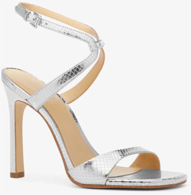 Michael Kors Zilveren Leren Open Teen Sandalen Gray Dames