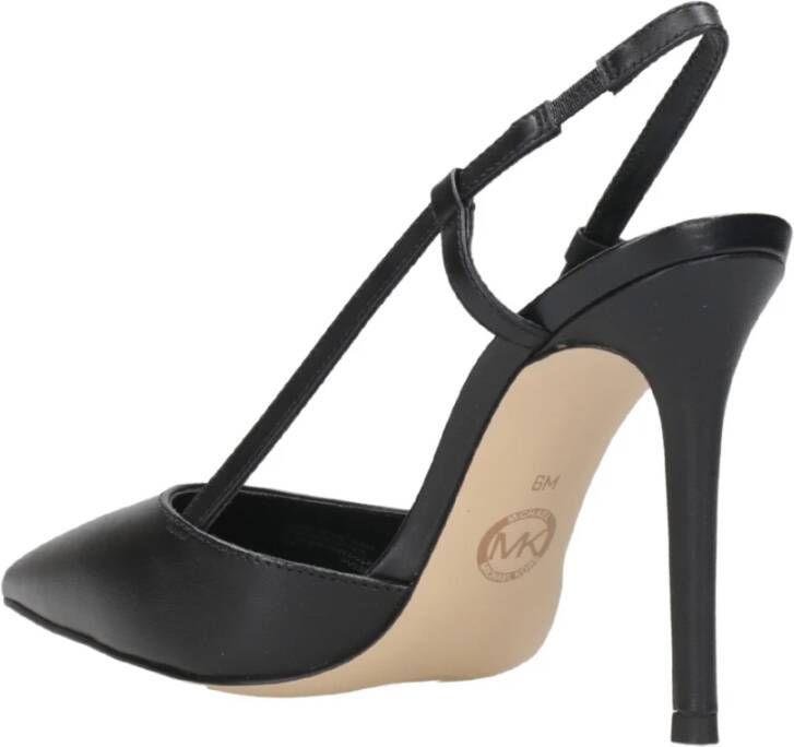 Michael Kors Zwarte lederen pumps met bandje en MK-monogram Black Dames