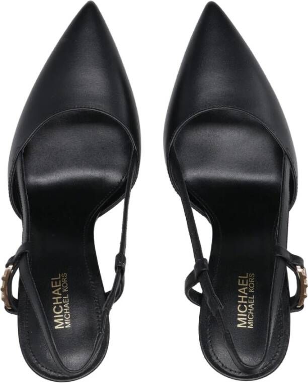 Michael Kors Zwarte lederen pumps met bandje en MK-monogram Black Dames