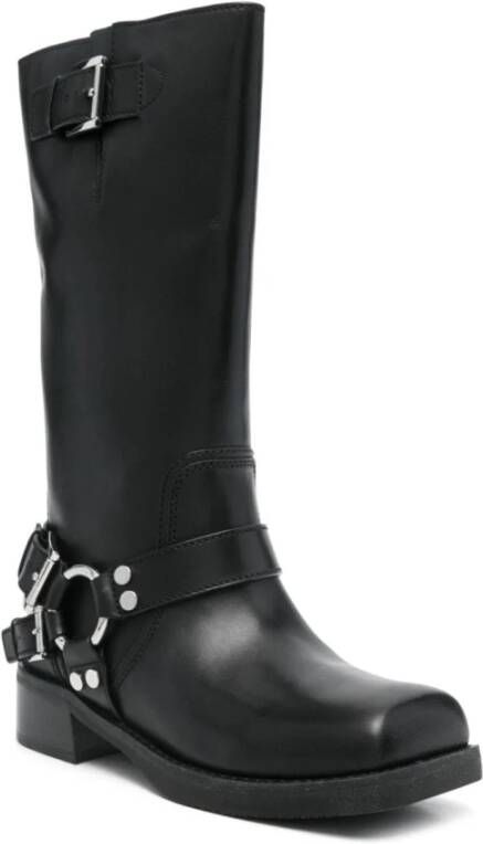 Michael Kors Zwarte Leren Gesp Detail Laarzen Black Dames