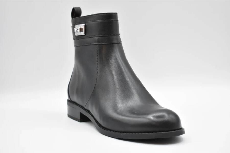 Michael Kors Zwarte Leren Veterschoenen Aw22 Black Dames