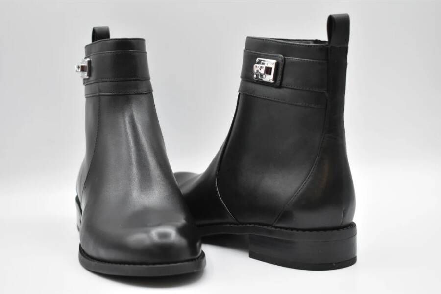 Michael Kors Zwarte Leren Veterschoenen Aw22 Black Dames