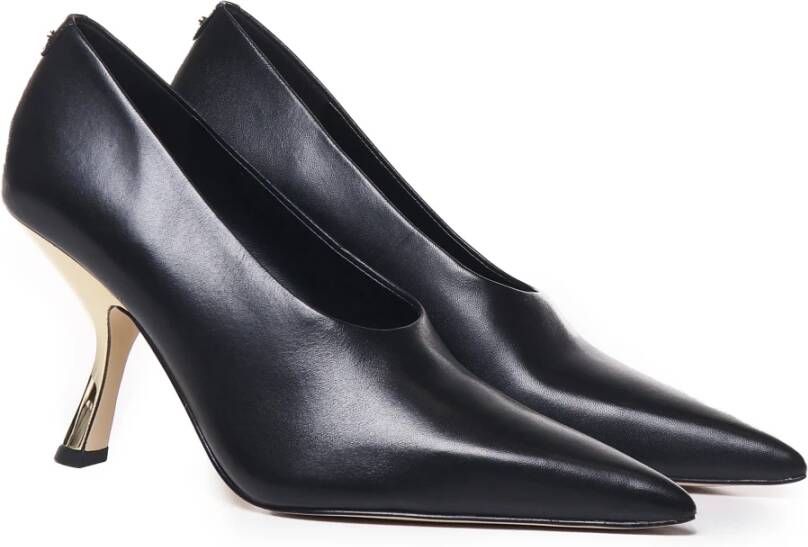 Michael Kors Zwarte platte schoenen met gouden hak Black Dames