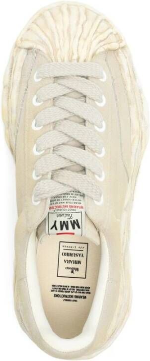 Mihara Yasuhiro Grijze Leren Sneaker met Geborduurd Logo Beige Heren