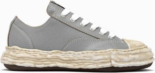 Mihara Yasuhiro Sneakers van craquelé-effect leer met gevlochten veters Gray Heren