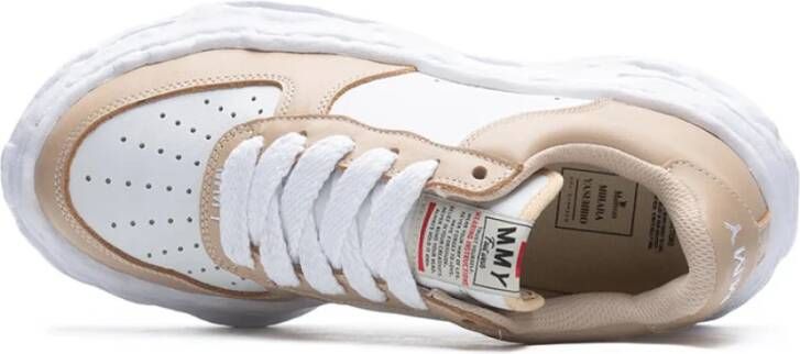 Mihara Yasuhiro Wayne Leren Sneaker Beige Wit White Heren