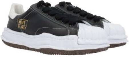 Mihara Yasuhiro Zwarte lage leren sneakers met rubberen neus Black Heren