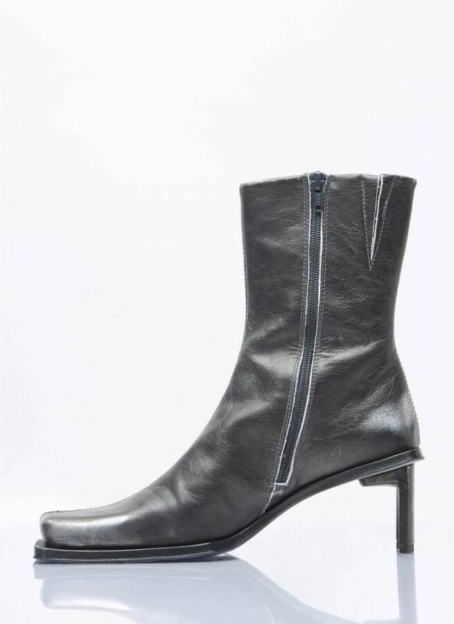 Miista Metalen Leren Enkellaarzen Gray Dames