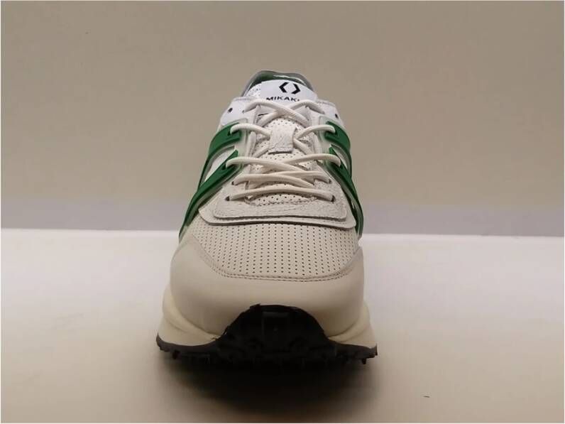 Mikakus Barcelona Witte sportschoenen met groene demping en spikes rubberen zool White Heren