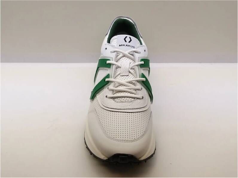 Mikakus Barcelona Witte sportschoenen met groene demping en spikes rubberen zool White Heren