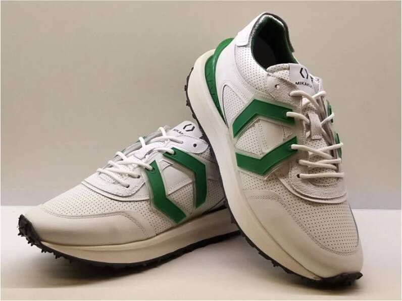 Mikakus Barcelona Witte sportschoenen met groene demping en spikes rubberen zool White Heren