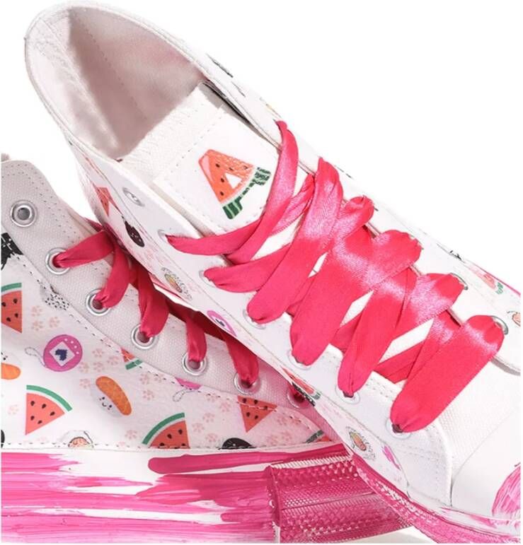 Mimanera Handgemaakte Roze Witte Sneakers Aangepast Multicolor Dames