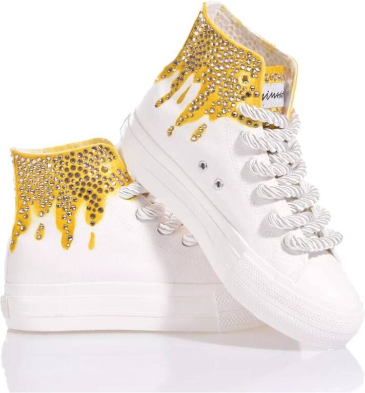 Mimanera Handgemaakte Wit Goud Sneakers White Dames