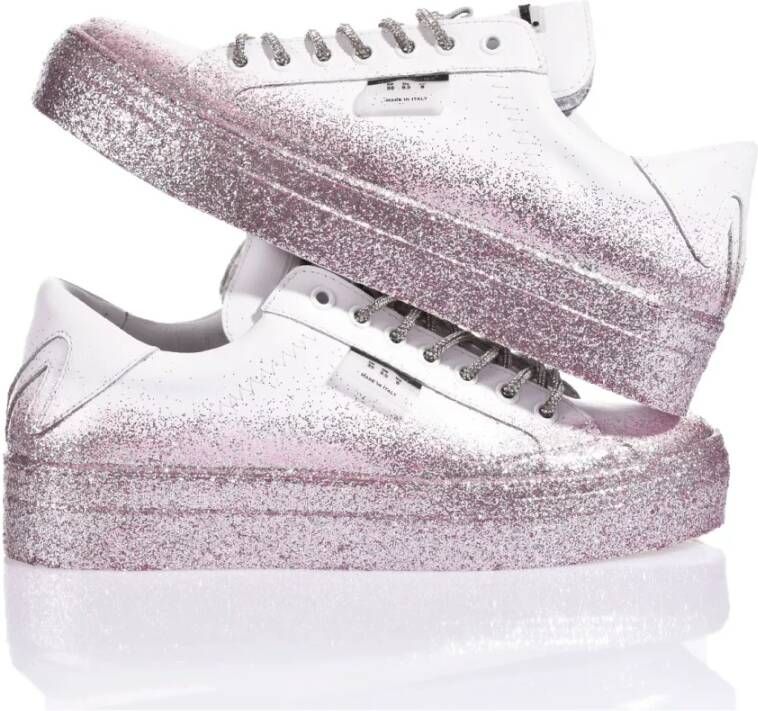 Mimanera Handgemaakte Wit Roze Sneakers Pink Dames