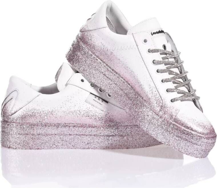 Mimanera Handgemaakte Wit Roze Sneakers Pink Dames