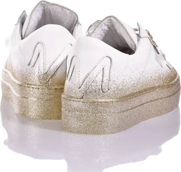 Mimanera Handgemaakte Witte Champagne Sneakers White Dames