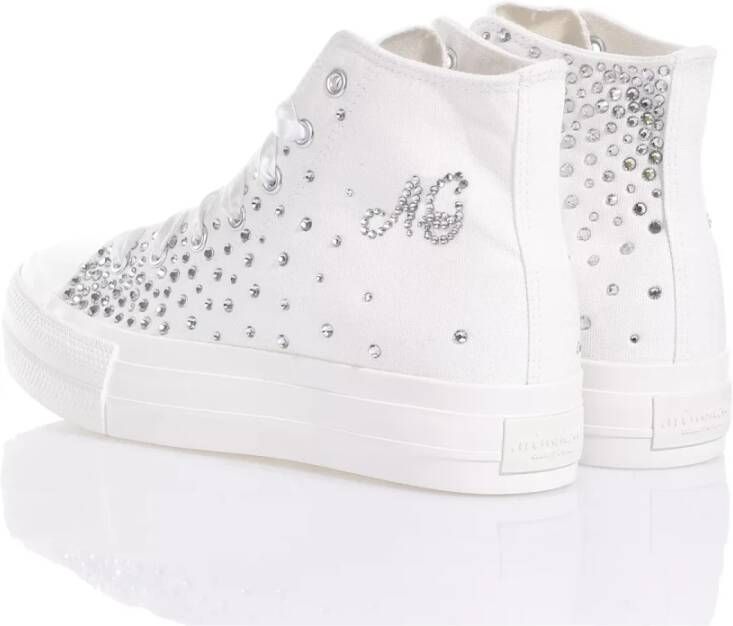 Mimanera Handgemaakte Witte Sneakers met Swarovski Kristallen White Dames