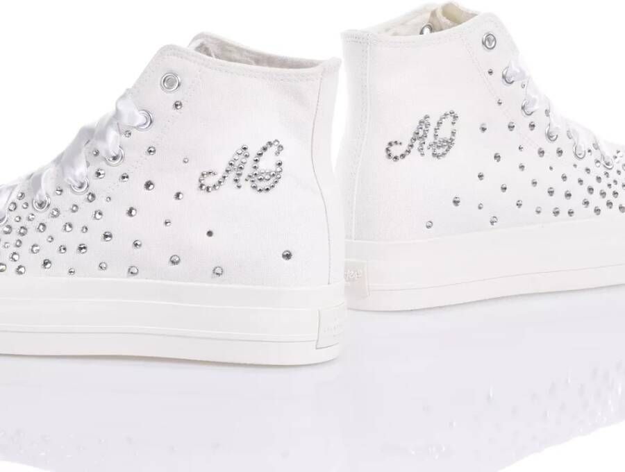 Mimanera Handgemaakte Witte Sneakers met Swarovski Kristallen White Dames