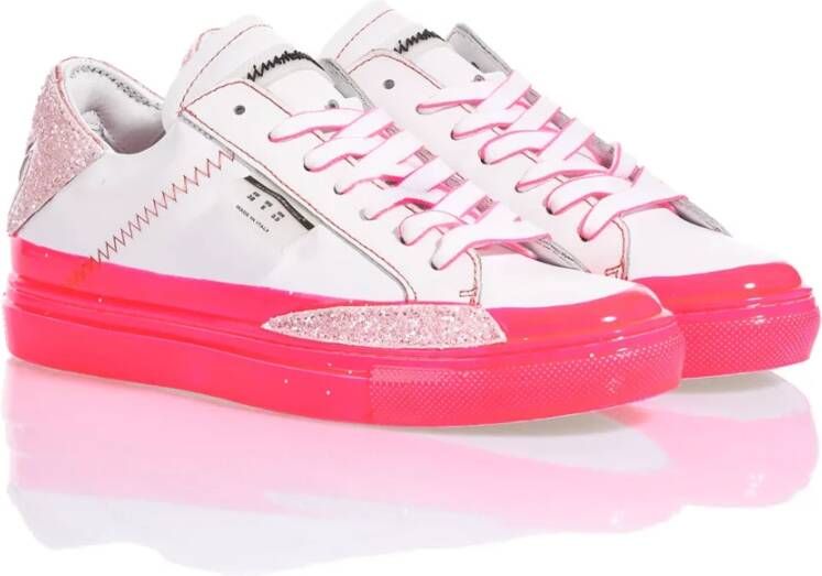 Mimanera Witte Roze Sneakers Handgemaakt Italië Multicolor Unisex