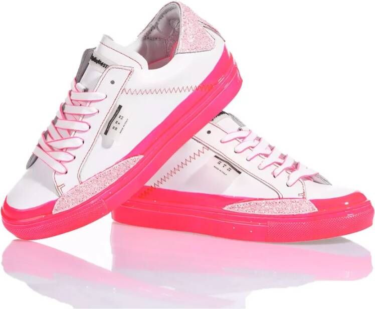 Mimanera Witte Roze Sneakers Handgemaakt Italië Multicolor Unisex