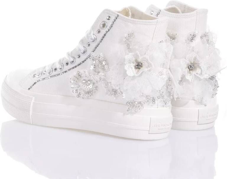 Mimanera Zilver Wit Platform Sneakers White Dames