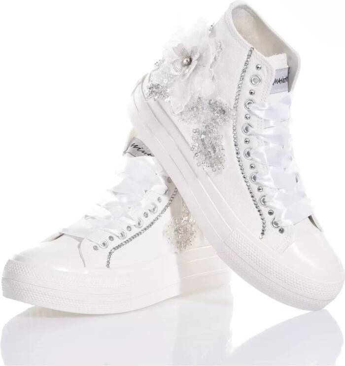 Mimanera Zilver Wit Platform Sneakers White Dames