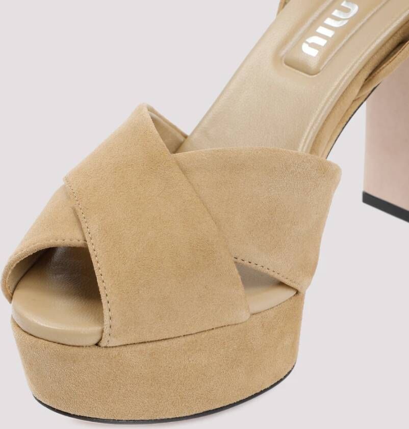 Miu Ecru Suède Sandalen Beige Dames