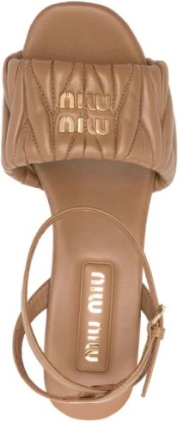 Miu Gestikte Logo Sandalen Beige Dames