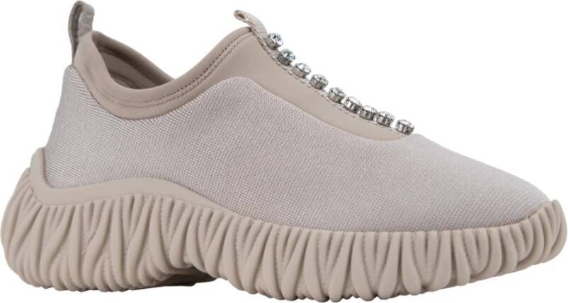 Miu Instapmodel Damesneakers met Strass Detail Beige Dames