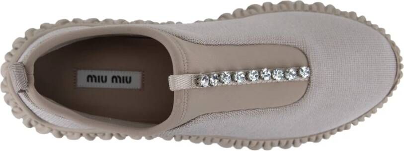 Miu Instapmodel Damesneakers met Strass Detail Beige Dames