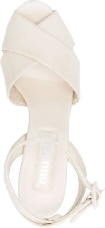 Miu Ivoor Leren Plateau Sandalen White Dames