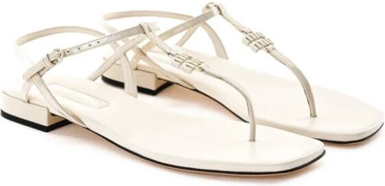 Miu Ivory Patent Leather Sandals White Dames