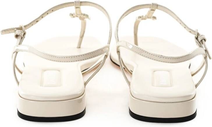 Miu Ivory Patent Leather Sandals White Dames