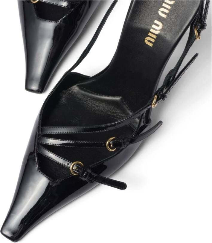 Miu Leren pumps met lak effect Black Dames