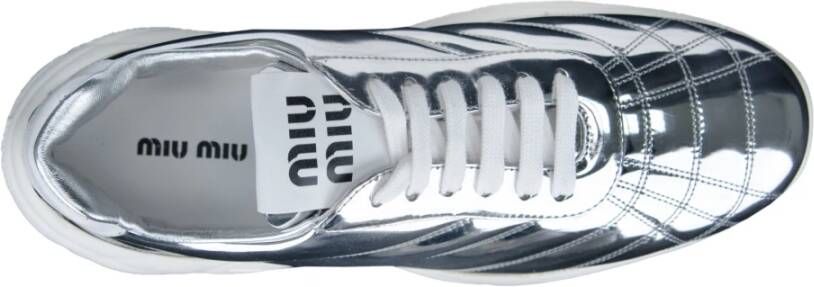 Miu Leren Vetersneakers Gray Dames