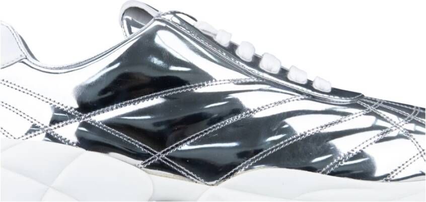 Miu Leren Vetersneakers Gray Dames