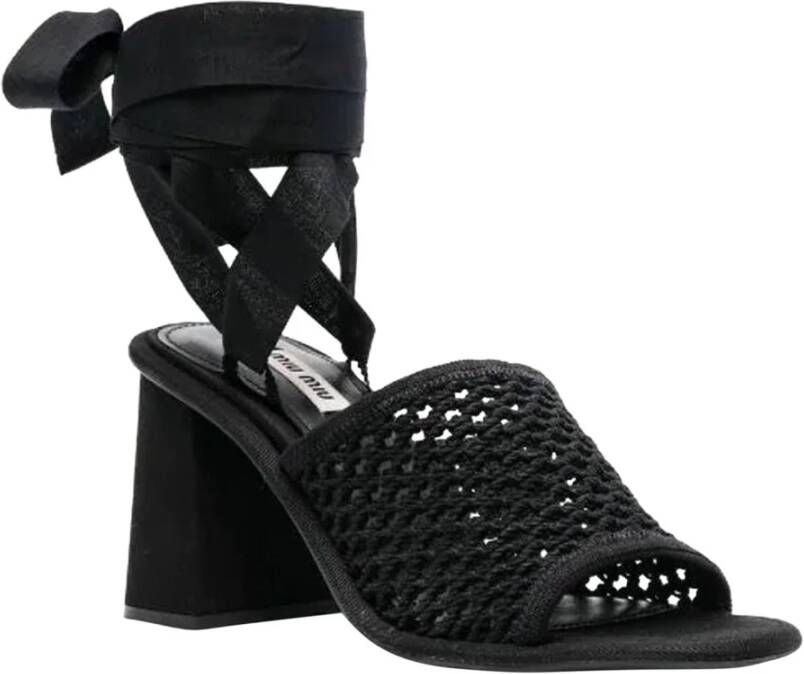 Miu Macramé Vetersandalen Black Dames